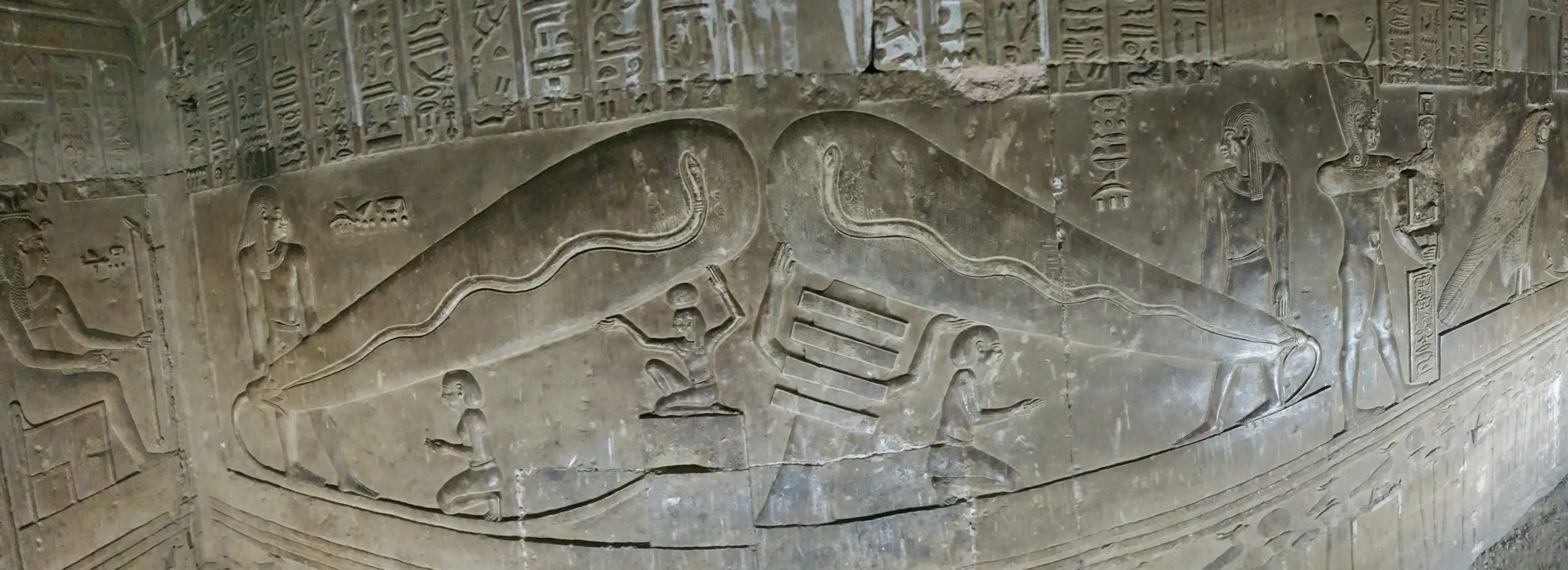 Hathor Temple Complex With Carving Of A Light Bulb In A Krypta In The Base